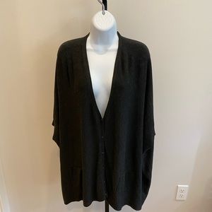 Eileen Fisher Gray V Neck Poncho Sweater